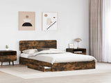 Storage Bed with Drawer Smoked Oak 120 x 200 cm Engineered Wood 3412294