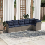 6 Piece Garden Sofa Set with Cushions Grey Poly Rattan 3217661