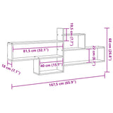 Wall Shelf White 167.5x18x68 cm Engineered Wood 853317