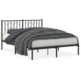 Metal Bed Frame without Mattress with Headboard Black 140x200cm 374438
