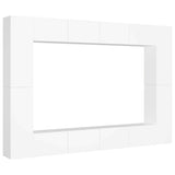 8 Piece TV Cabinet Set White Engineered Wood 3078670