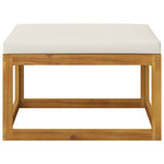 Footrest with Cream White Cushion Solid Wood Acacia 318558