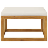 Footrest with Cream White Cushion Solid Wood Acacia 318558