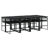 9 Piece Garden Dining Set Black Poly Rattan 3295050