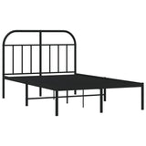 Bed Frame Black Powder-Coated Steel 120 x 200 cm Durable 353633