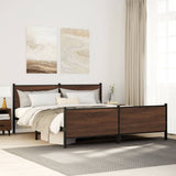 Metal Bed Frame without Mattress Brown Oak 183x213 cm 3301374