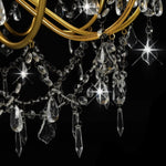 Chandelier with Beads Golden 12 x E14 Bulbs 281611