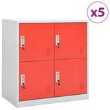 Locker Cabinets 5 pcs Light Grey and Red 90x45x92,5 cm Steel 3095229
