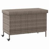Garden Storage Box with Wheels Grey 110x55x73 cm Poly Rattan 4103828