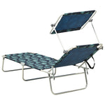 ZNTS Folding Sun Lounger with Canopy Leaf Print Aluminium 310364