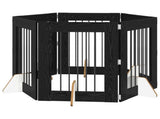 Foldable Dog Gate with Stands 6 pcs Black Oak 362 cm 892103