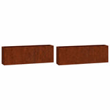 Wall Planters 2 pcs Rusty Corten Steel 53x10x17 cm 823686