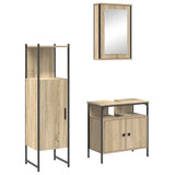 Bathroom Furniture Set with Shelf 3 pcs Brown Engineered wood 3345148