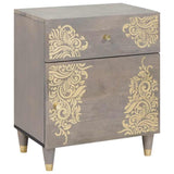 Bedside Cabinet with Door Grey 50 x 33 x 60 cm Solid Mango Wood 4018780