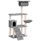 Cat Tree with Sisal Scratching Posts Light Grey 131 cm 171604