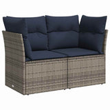Garden Sofa with Cushion Grey 124 x 62 x 69 cm Poly Rattan 366149