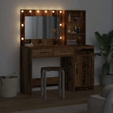 Dressing Table with Mirror Lights 2 pcs Brown Engineered Wood 3334270