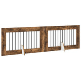Dog Gate with Stands 2 pcs Smoked Oak 100 x 60 cm 892111