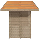Garden Table with Acacia Wood Top Beige 190x80x74 cm Poly Rattan 365311