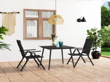 Dining Set Black PE Rattan Standard Adjustable Armrests 3060064