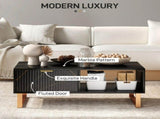 Elegant Marble Effect Storage Coffee Table - Black T3398P344258