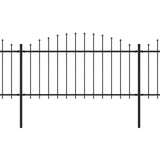 ZNTS Garden Fence with Spear Top Steel x5.1 m Black 277732