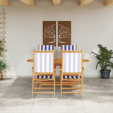 Garden Dining Set 5 pcs Blue and White Solid Acacia Wood 3375752