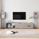 Speaker Stands 2 pcs Black&Silver Tempered Glass 4 Pillars Design 51818
