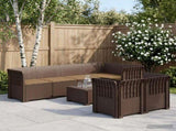 7-Seater Garden Sofa with Cushions Rattan Look PP Brown 3444148