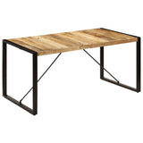 Dining Table Brown and Black Solid Mango Wood and Powder-Coated Steel 247417