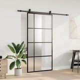 Sliding Door with Hardware Set Black 102.5x205 cm ESG Glass 3375953