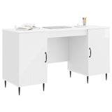 Desk High Gloss White 142.5 x 50 x 75 cm Engineered Wood 3414607