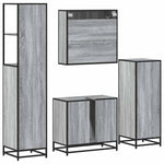 ZNTS 4 Piece Bathroom Furniture Set Grey Sonoma Engineered Wood 3301258