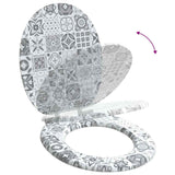 Soft-Close Toilet Seat Blue and White Porcelain 44 x 38 cm 42027183