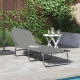 Folding Sun Lounger Folding Grey 188 x 57 x 86.5 cm Polyester 42003143