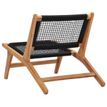 Sun Lounger with Footrest Solid Teak Wood and Rope 49368