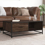 Coffee Table Brown Oak 90x57x35 cm Engineered Wood and Metal 848758