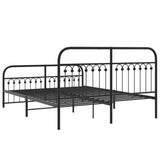 Metal Bed Frame without Mattress with Footboard Black 150x200cm 376620