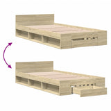 Bed Frame with Drawer without Mattress Sonoma Oak 100x200 cm 3280792