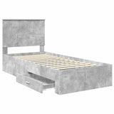 Bed Frame Concrete Grey 100 x 200 cm Engineered Wood 3409688