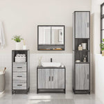 ZNTS 3 Piece Bathroom Furniture Set Grey Sonoma Engineered Wood 3301038