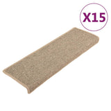 Stair Mats 15 pcs 65x21x4 cm Dark Beige Rectangular Edge 326908