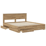 Bed Frame with Drawer Artisan Oak 180 x 200 cm Engineered Wood 3410869