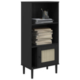 Bookcase SENJA Rattan Look Black 60x35x130 cm Solid Wood Pine 358060