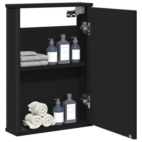 ZNTS Bathroom Mirror Cabinet Black 42x12x60 cm Engineered Wood 842431