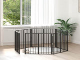 Dog Gate 6 pcs Black 80 x 80 cm Galvanised Steel 892007