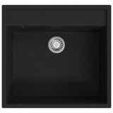 ZNTS Kitchen Sink with Overflow Hole Black Granite 147061