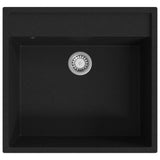 Kitchen Sink with Overflow Hole Black Granite 147061