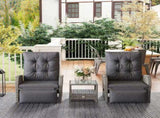 2 Seater Patio Rattan Wicker Chaise Lounge Sofa Set w/ Cushion for Patio Garden Porch, Grey T3398P315417