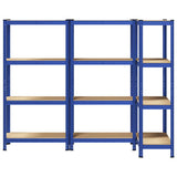 4-Layer Storage Shelves 3 pcs Blue Steel&Engineered Wood 3307580